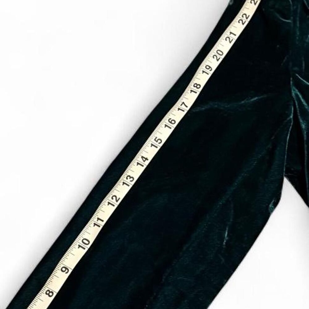 Y2K Tapemeasure Teal Emerald Velvet Ruffle Tie-Front Blazer Jacket Size 4 - Picture 8 of 11